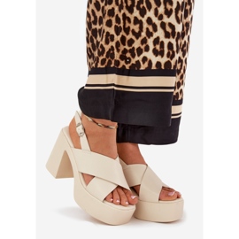 Ženske sandale na postu i platformu s Eco Leather Light Blue bež 1