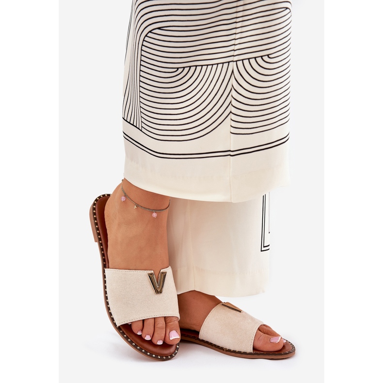 Ravni -oled ženski flip jahuri s ukrasnim detaljima bež 1