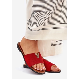 Ravni -oled ženski jastuci s ukrasnim crvenim detaljima crvena 1