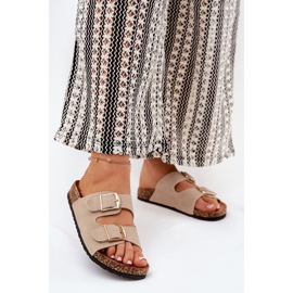 Ženski okretni lepci na plutanoj platformi sa zlatnim stezaljkama bež 2