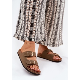 Ženski prelepozi na plutaj platformi sa zlatnim kopčama zeleni zelena 2