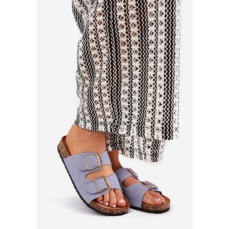 Ženski prelepovi na plutama s plutama sa zlatnim kopčama plava 1