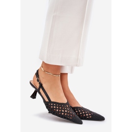 Visoke potpetice s šiljastim nosom i crnom petom crna 1