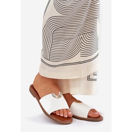 Eko kožne ženske papuče s ukrasnim bijelim detaljima bijela 1