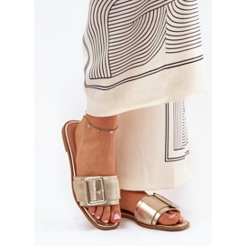 Ravne eko kože ženske papuče sa zlatnom kopčom zlatna 2