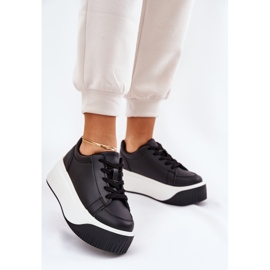 Tenisice na ogromnoj platformi glatke crne boje crno 2