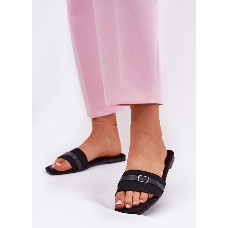 Ravne ženske letilice s remenom i kopča crne crno 2