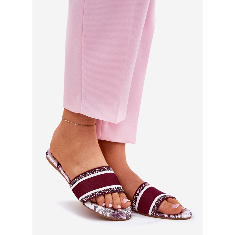 Patrouched ravne ženske burgundske papuče crvena 1