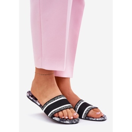 Uzorkane ravne ženske zaklopke crne crna 1