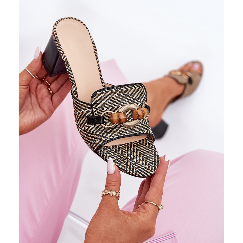 Ženske potpetice s crnim ukrasom crno 2