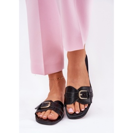 Flat Women's Flip Plops sa zlatnom stezaljkom crnom crna 2