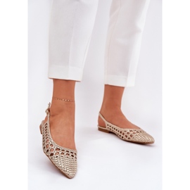 Sandale s pletenom i šiljastim nožnim prstima zlato zlatni 2