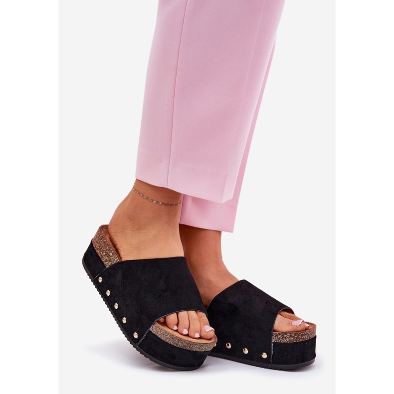 Ženski klip na masivnoj platformi Eco Suede Black crno 1