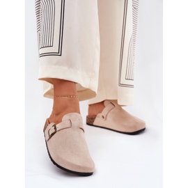 Papuče žene i na platformi s kopčom bež 2