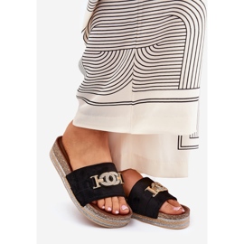 Ženski klip sa zlatnim detaljima na platformi s Brocade Black crno 1