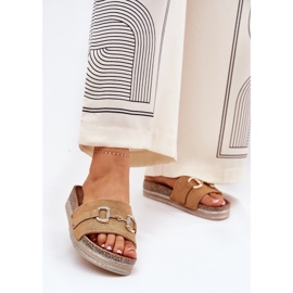 Ženski klip na platformi sa zlatnim ukrasom i kaminom sjajem smeđa 2