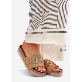 Ženski klip na platformi sa zlatnim ukrasom i kaminom sjajem smeđa 1