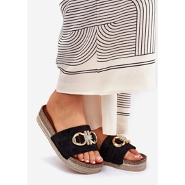 Ženski klip na platformi sa sjajnim i zlatnim ukrasom crne boje crno 1