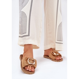 Ravne ženske flip jarke s detaljnim dekorativnim devama smeđa 2