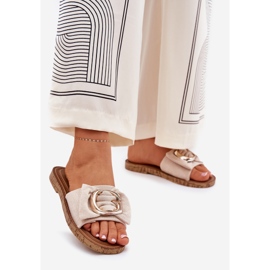 Ravne ženske flip jahuri s ukrasnim detaljima bež 1