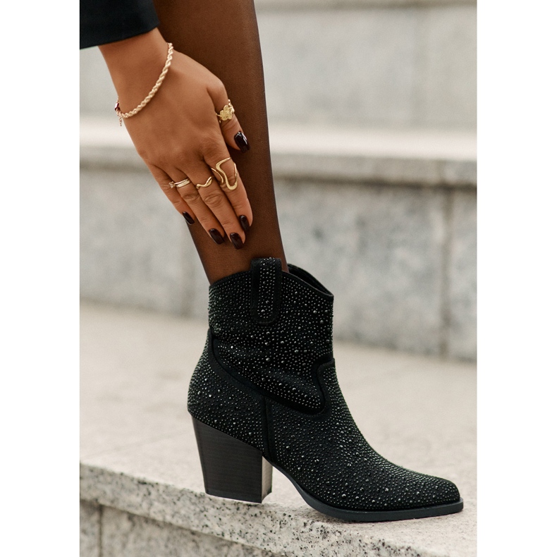 Ukrašene ženske čizme s visokim potpeticama s alatima u Spitz S.Barski Hy42-121 crno crna 6