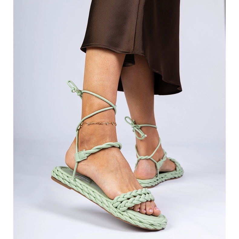 Zelene ženske sandale pletenice zelena 1