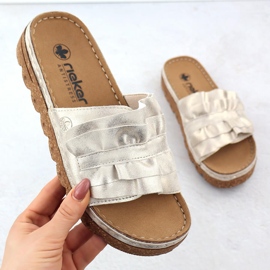 Ženski flip na platformi s Golden Rieker V8763-60 zlatni 1