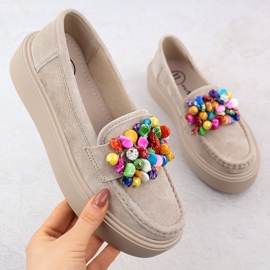 Kožni natikači na platformi s bež bež filippo dp6765 1