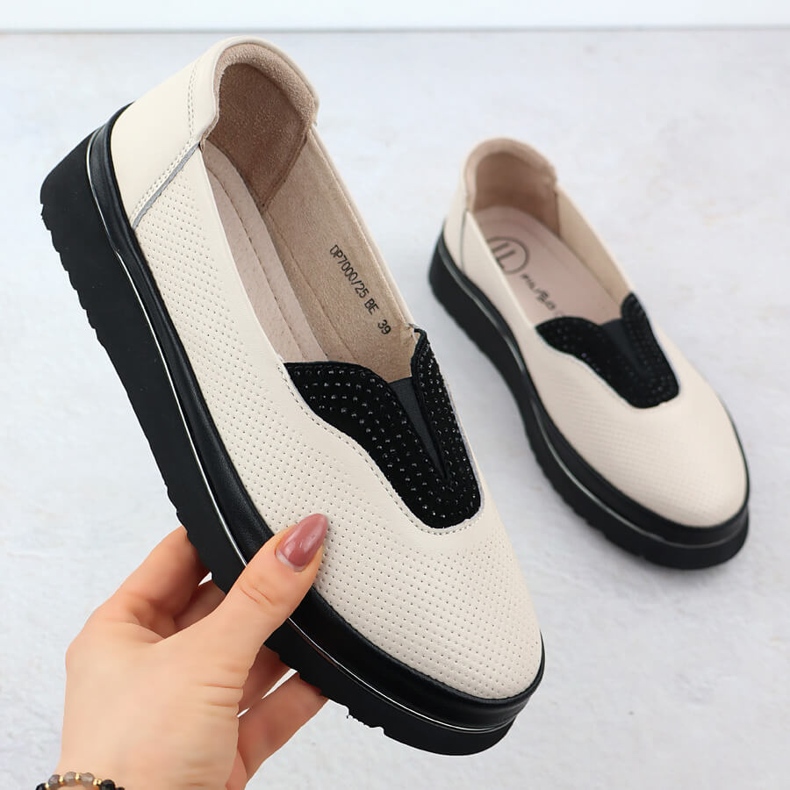 Ženske kožne cipele filippo perforirani bež 1