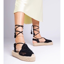 Crne espadrile pletene sandale crna 1