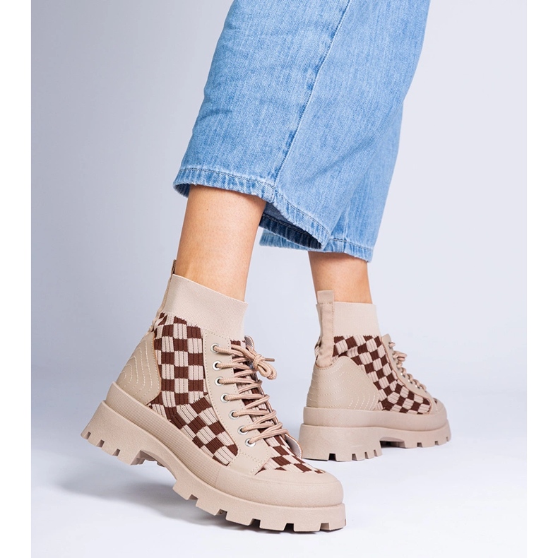 Smeđe tenisice čizama na platformi smeđa 1