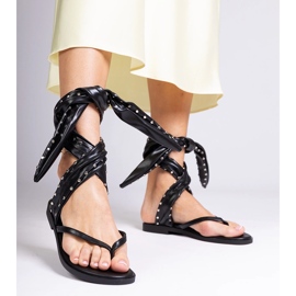 Crne japanske sandale vezane oko noge crna 1