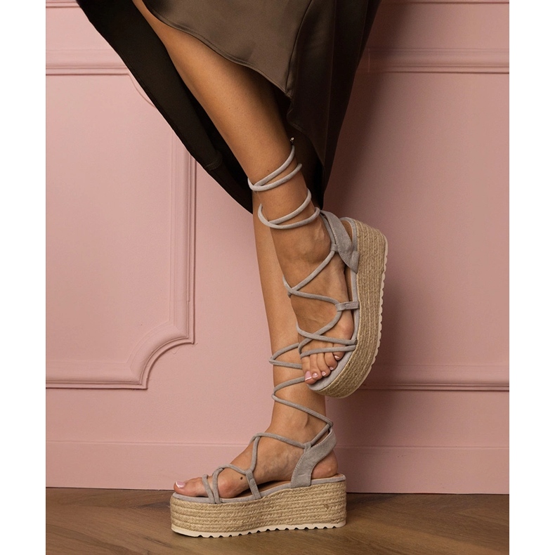 Sive espadrilles sandale na visokoj platformi siva 2