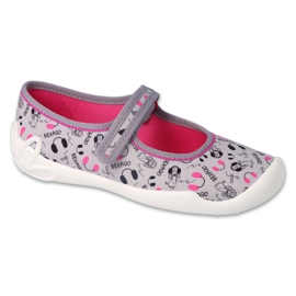 Befado dječje papuče 114Y520 sive sa šarenim aplikacijama siva 1