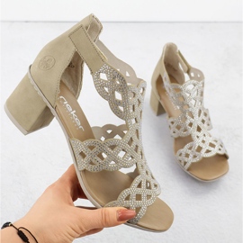 Ženske visoke potpetice u Riekeru 64773-61 bež sandale 1