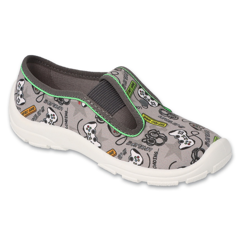 Befado dječje papuče sive 975X188 sa šarenim aplikacijama siva 1