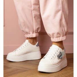 Bijele tenisice s plavim srcem i cirkonskim igarama bijela 1