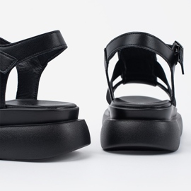 Goodin Elegantne sandale crne kože na platformi crno 1