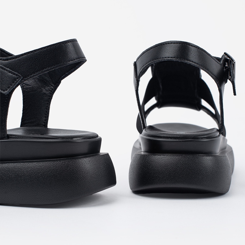 Goodin Elegantne sandale crne kože na platformi crno 1