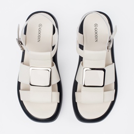 Goodin Light -Beige kožne elegantne sandale na platformi bež 1