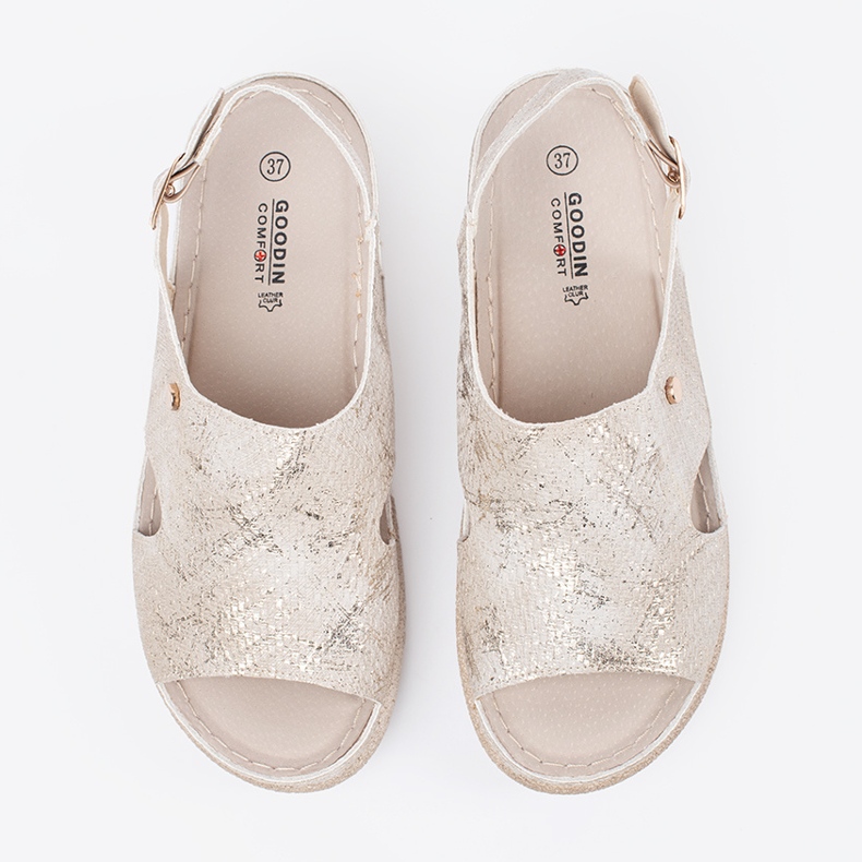 Goodin Ravne sandale s kopčama Taupe bež 1