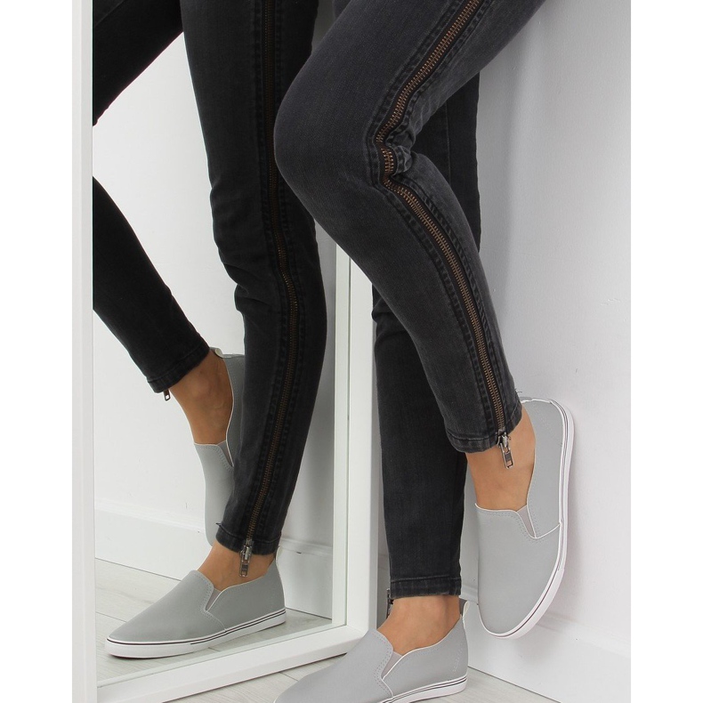 Sive xl08p Sive zrnate slip-on tenisice siva 2