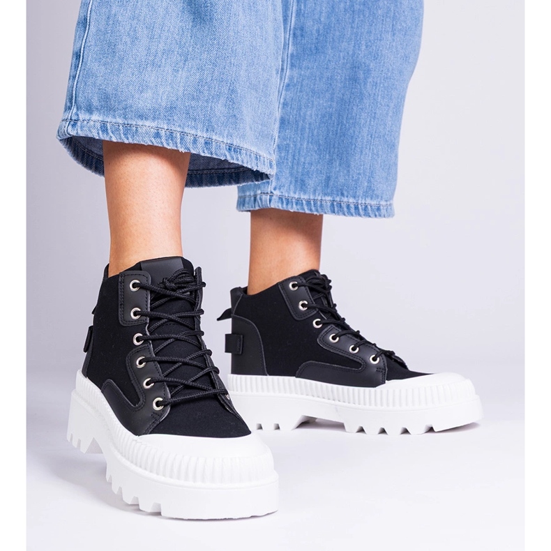 Inna Crne visoke platform tenisice Grotta crno 1