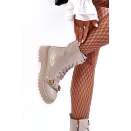 S.Barski Ženske lakirane čizme Radnike s ukrasom D&amp;A MR870-67 Light bež 1