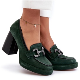 Laura Messi Kožne pumpe na masivnoj Lauri messi 2706 tamnozelena pošta 6