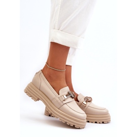 Ženske kožne kosa s ukrasom Laura Messi 2780 Svjetlo bež 2