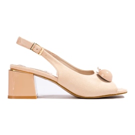 Bež sandale s niskom petom od brušene kože iz Sheloveta 2