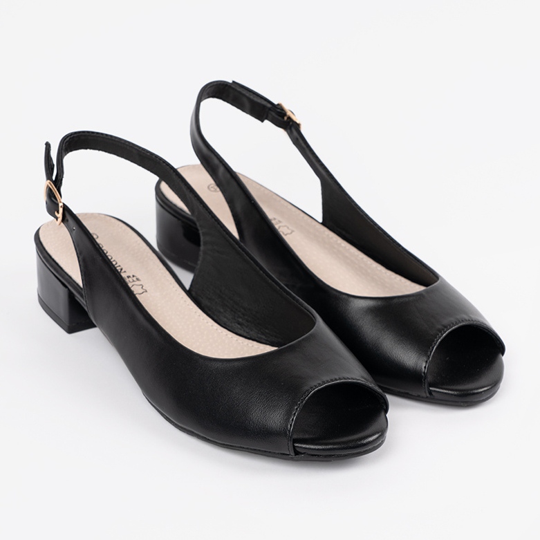 Goodin Crne elegantne sandale na nisku petu crno 1
