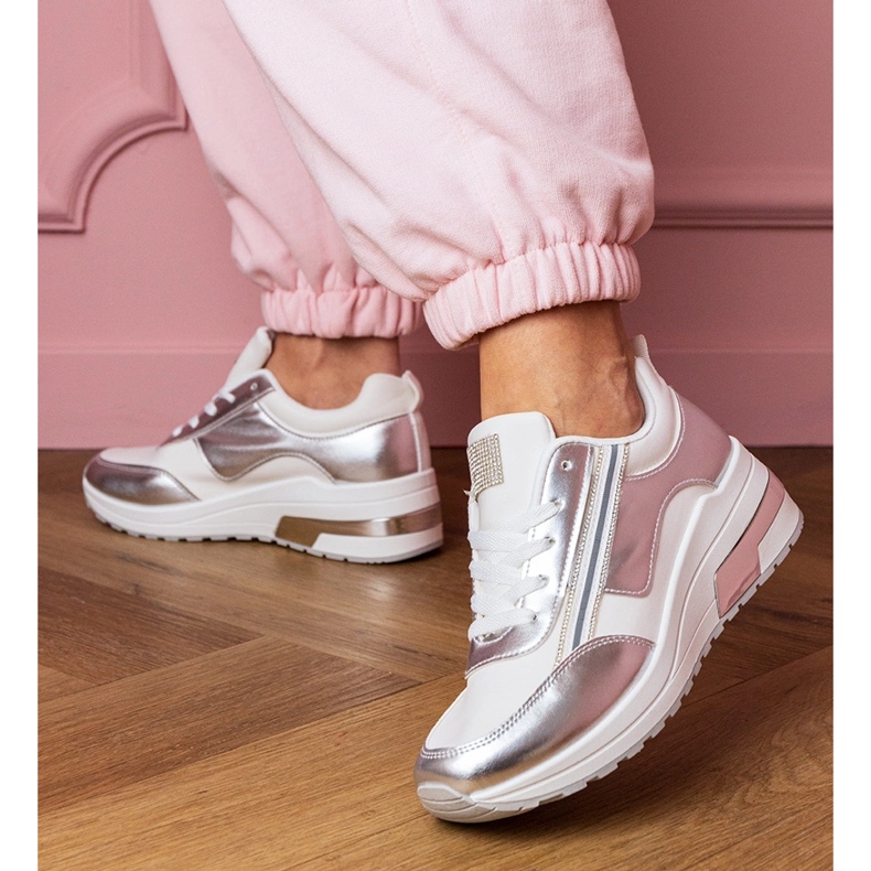 Bijele tenisice s cirkonima i metalik umetanje bijela 2