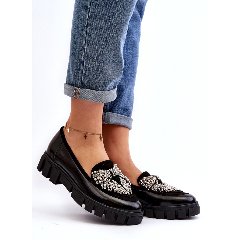 Ženske lakirane mokasine Laura Messi 2785 crne crno 1